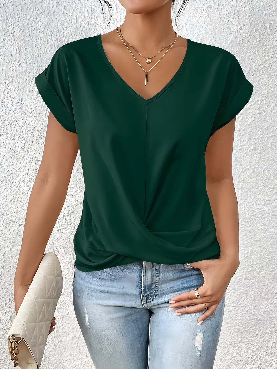 Valeria™ V-neck Shirt with Lace Accent