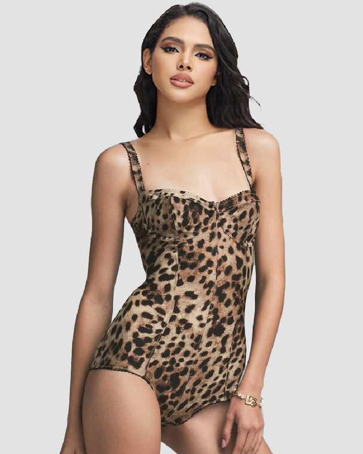 Victoria™ Sexy Leopard Picot Trim Bodysuit