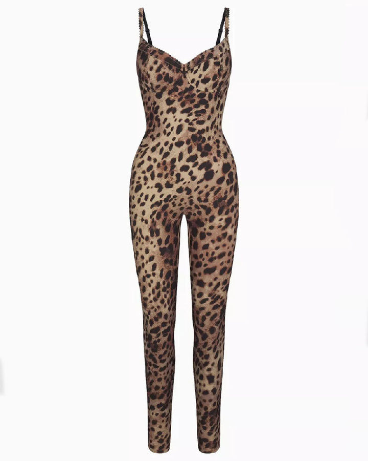 Mia™ Fashionable Sleeveless Leopard Jumpsuit