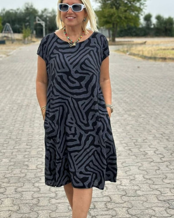 Viona™ summer dress with print and round neckline