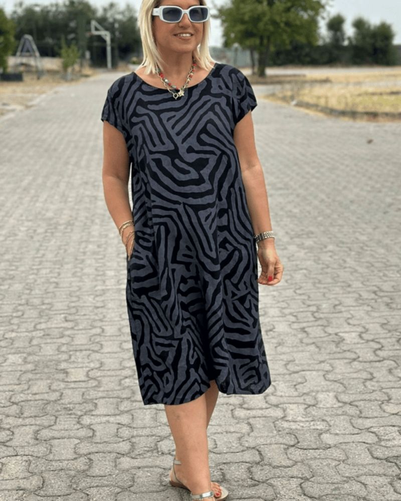 Viona™ summer dress with print and round neckline