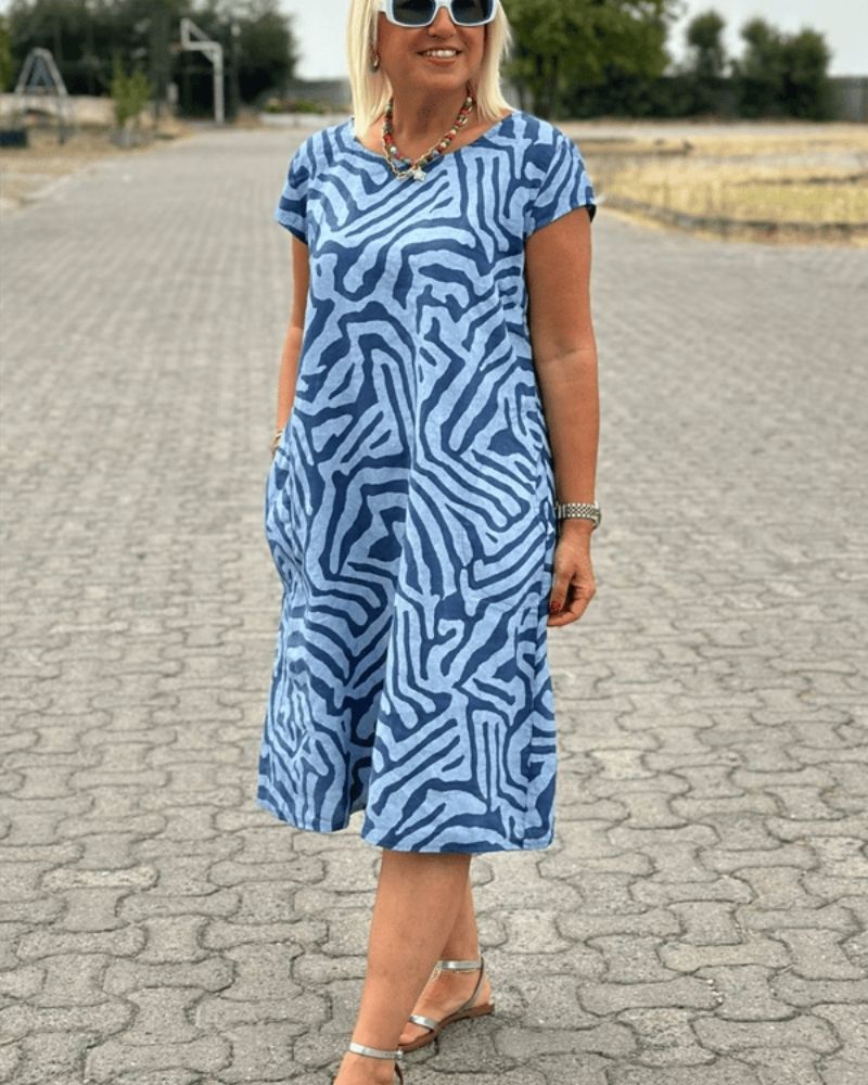 Viona™ summer dress with print and round neckline
