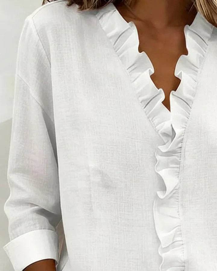 Indira™ Ruffle V-Neck Blouse
