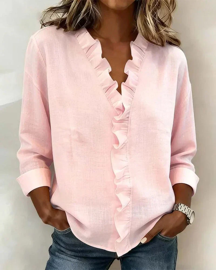 Indira™ Ruffle V-Neck Blouse