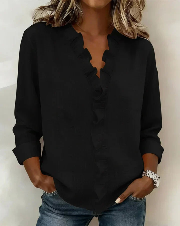 Indira™ Ruffle V-Neck Blouse