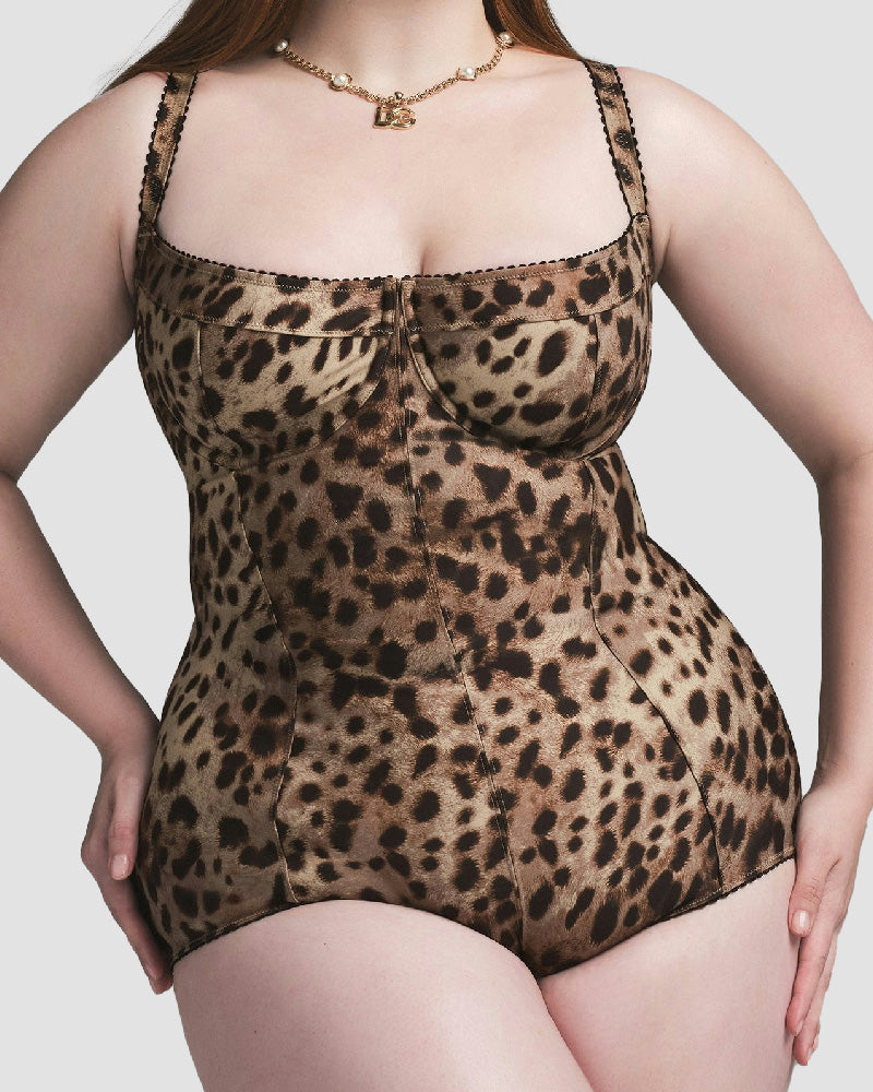 Victoria™ Sexy Leopard Picot Trim Bodysuit