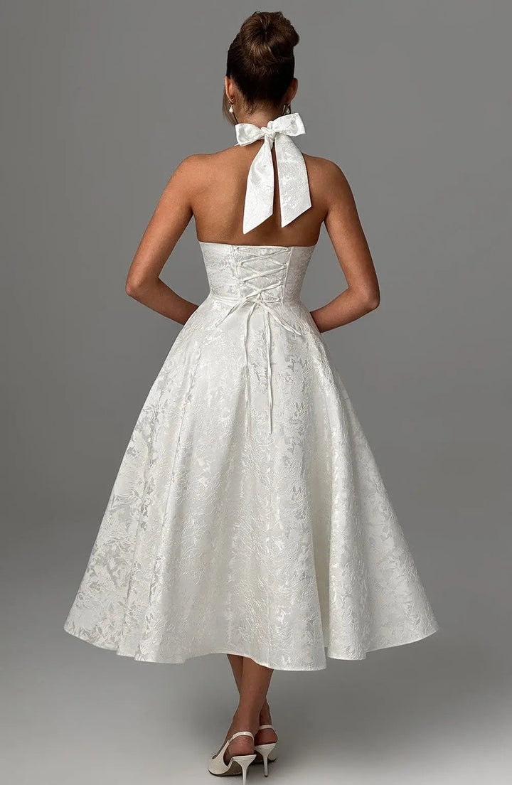 Ara™ Elegant Midi Dress with Halter Neckline