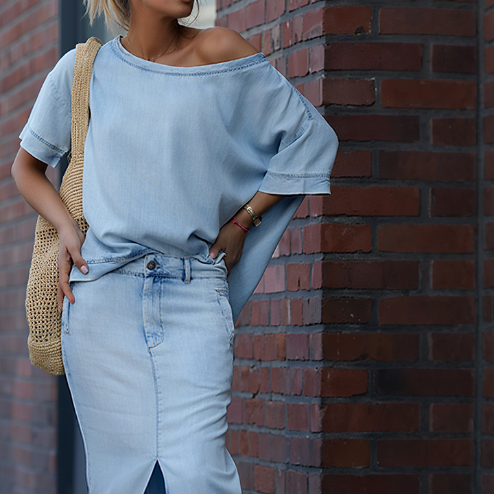 Azura™ shoulder top with maxi skirt