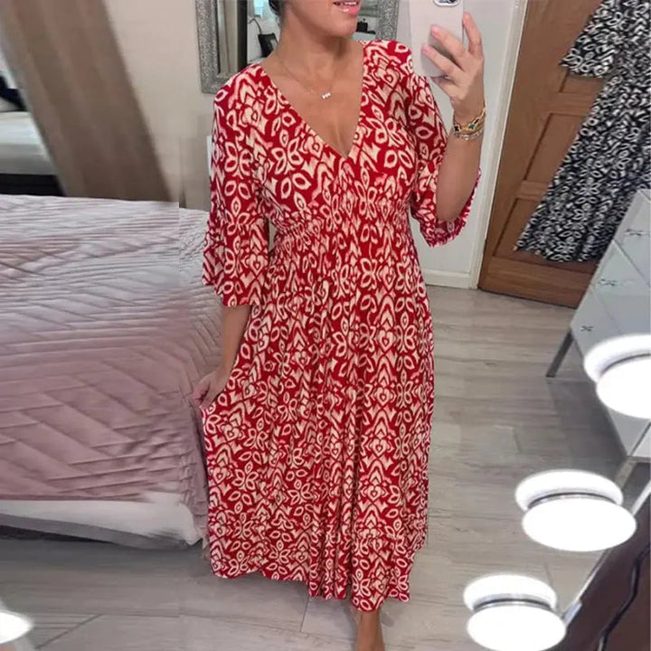 Darya™ dress with print and V-neckline