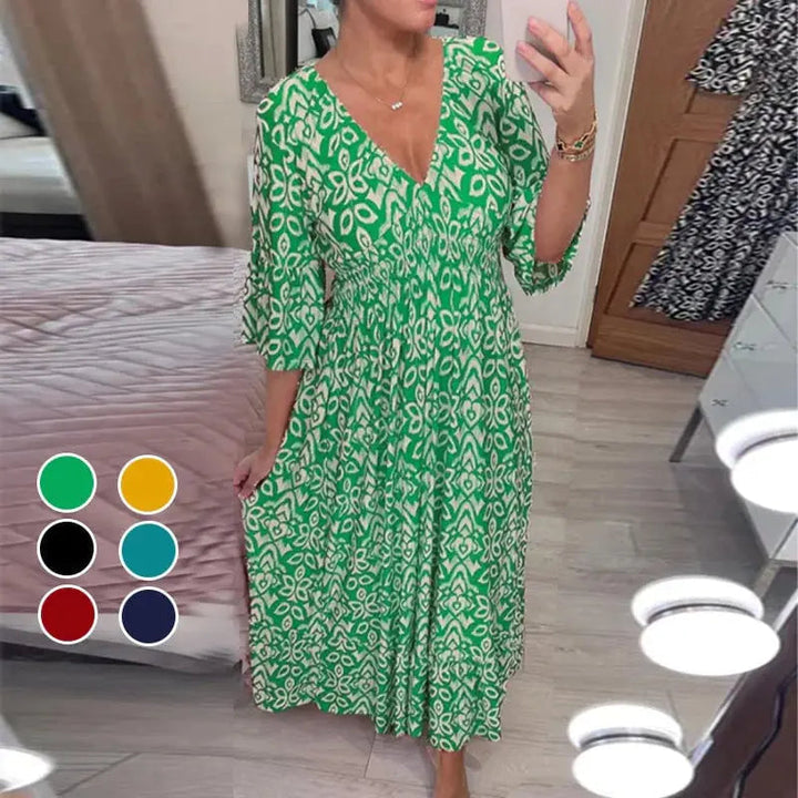 Darya™ dress with print and V-neckline