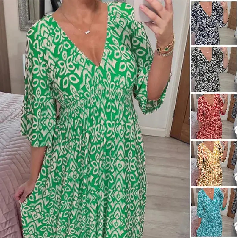 Darya™ dress with print and V-neckline