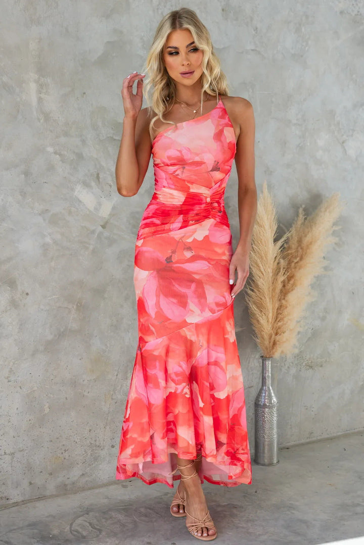 Lorena™ Long Dress with Watercolor Pattern