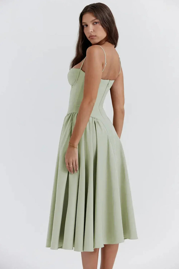 Melis™ Corset Midi Dress Sleeveless