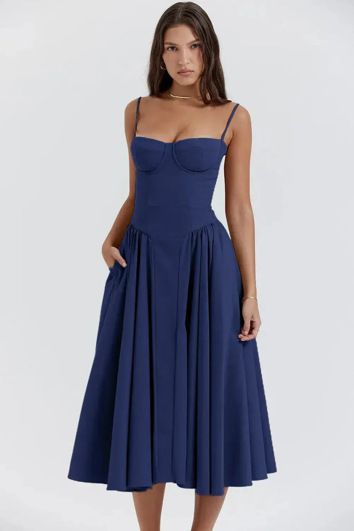 Melis™ Corset Midi Dress Sleeveless