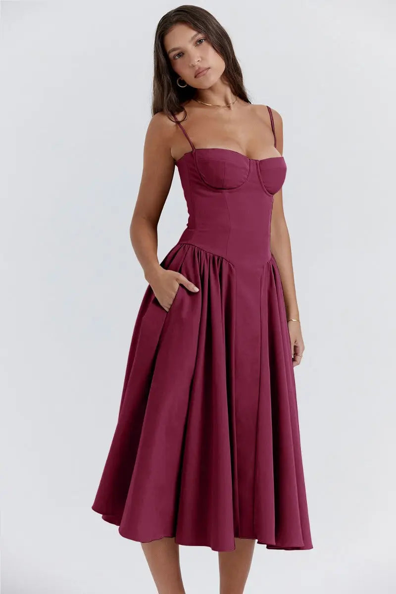 Melis™ Corset Midi Dress Sleeveless