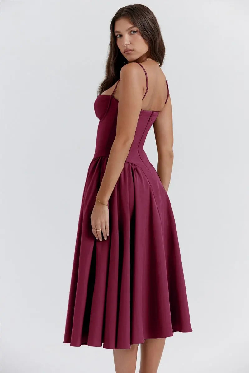 Melis™ Corset Midi Dress Sleeveless