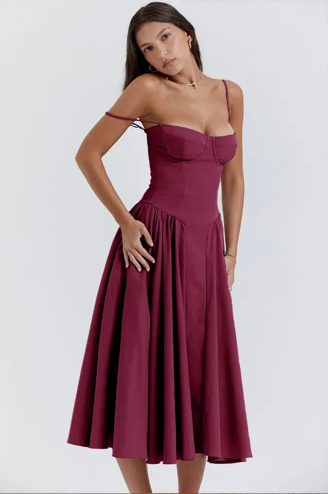 Melis™ Corset Midi Dress Sleeveless