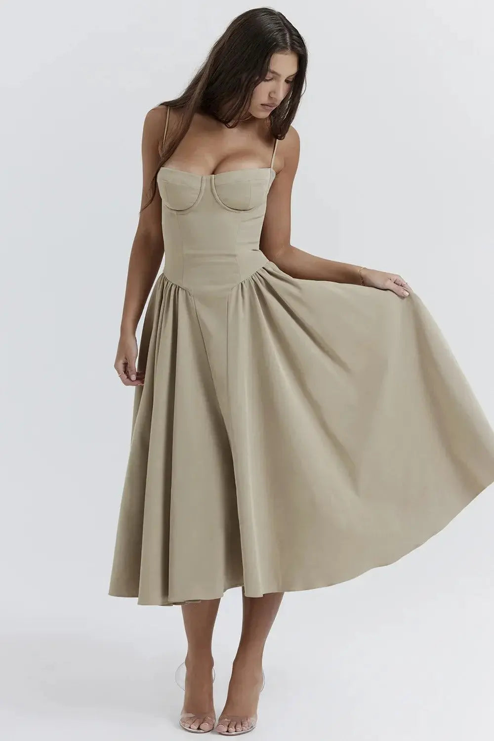 Melis™ Corset Midi Dress Sleeveless
