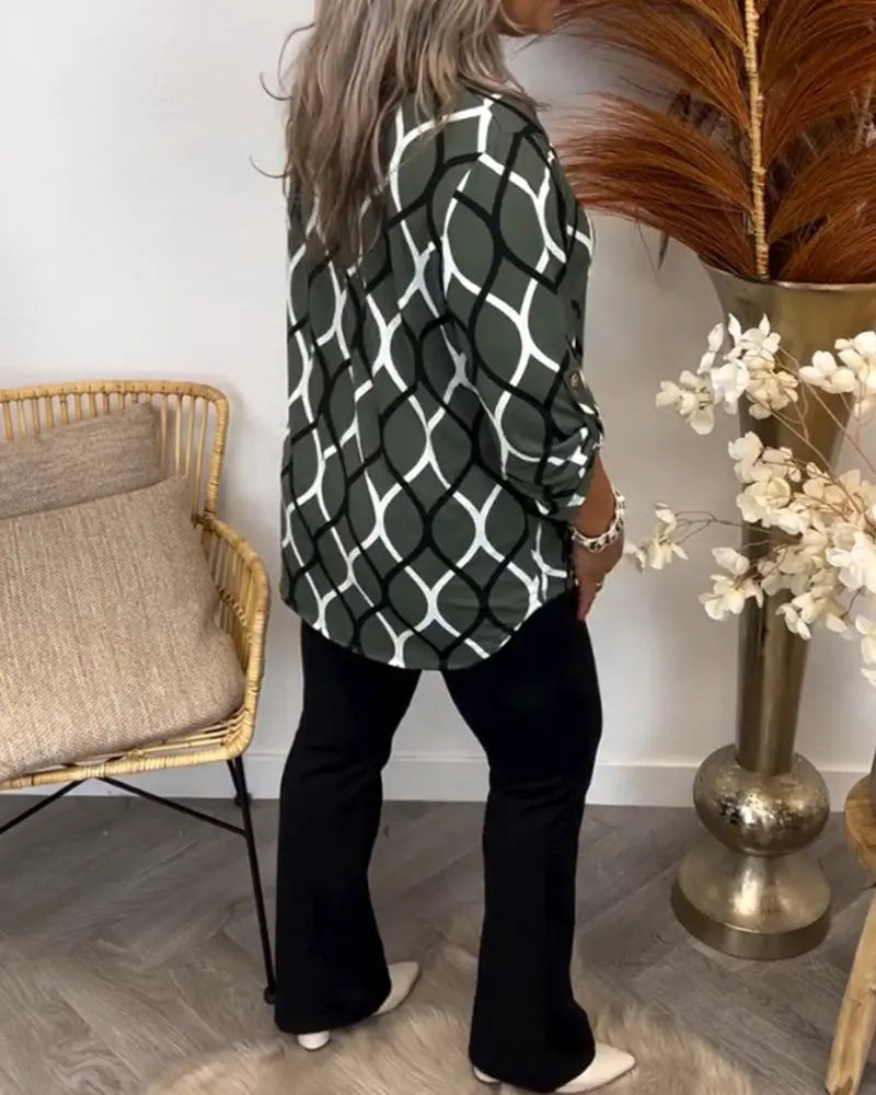 Melua™ Casual blouse with elegant pattern