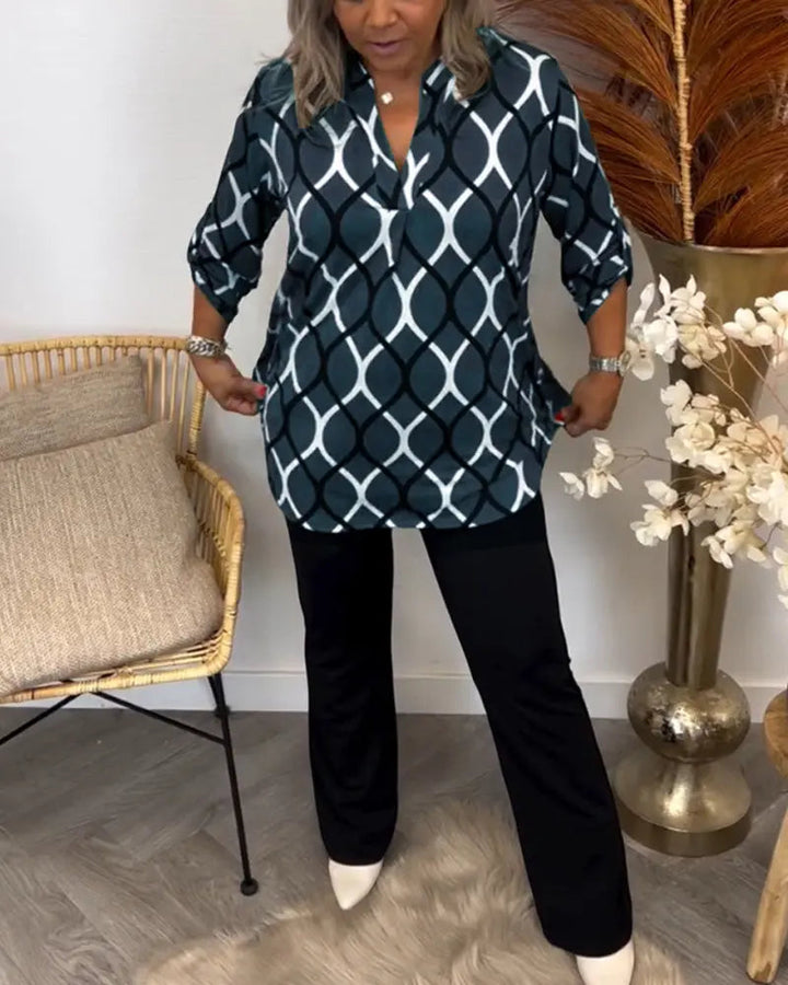 Melua™ Casual blouse with elegant pattern