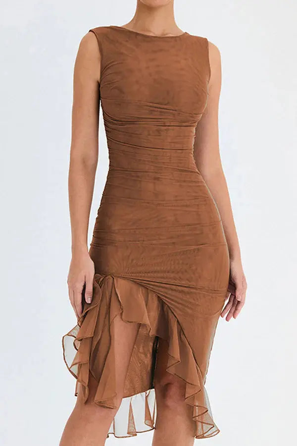 Norah™ midi-jurk met ruches