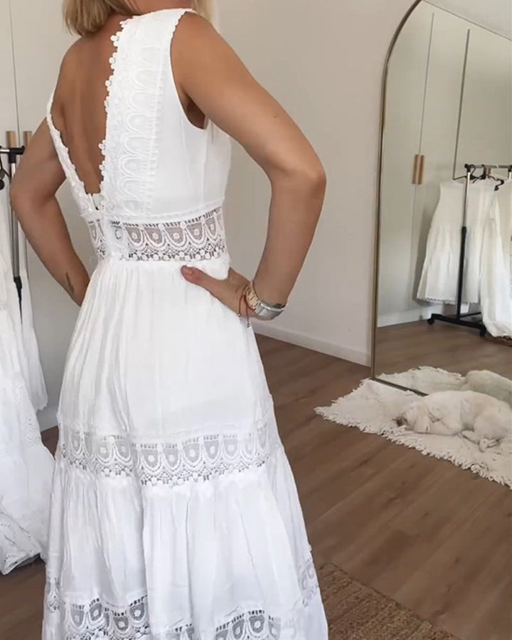 Saphira™ Boho midi dress with lace details