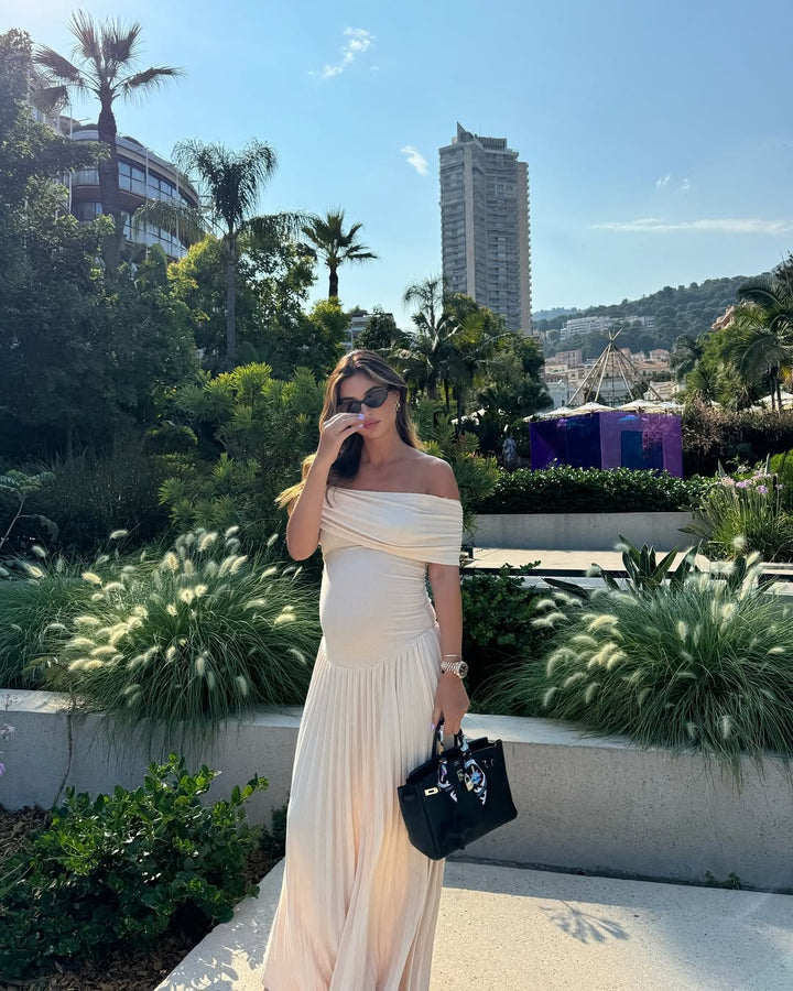 Selvianne™ Maternity Dress Maxi with Pleats