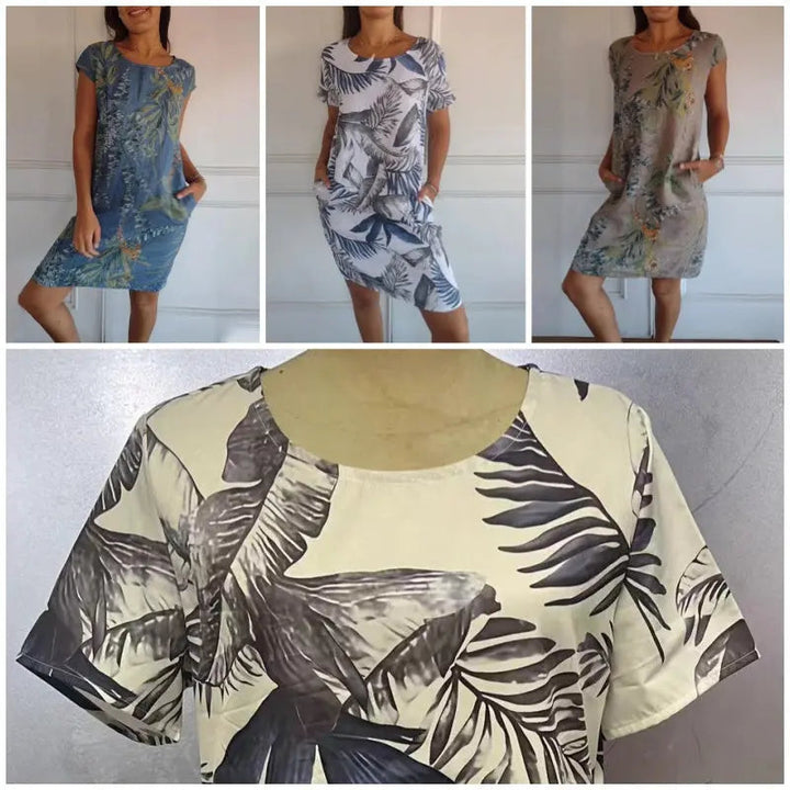 Zirella™ round neck dress with botanical print