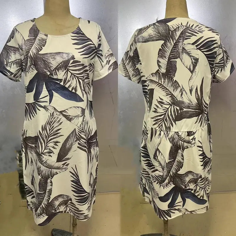 Zirella™ round neck dress with botanical print