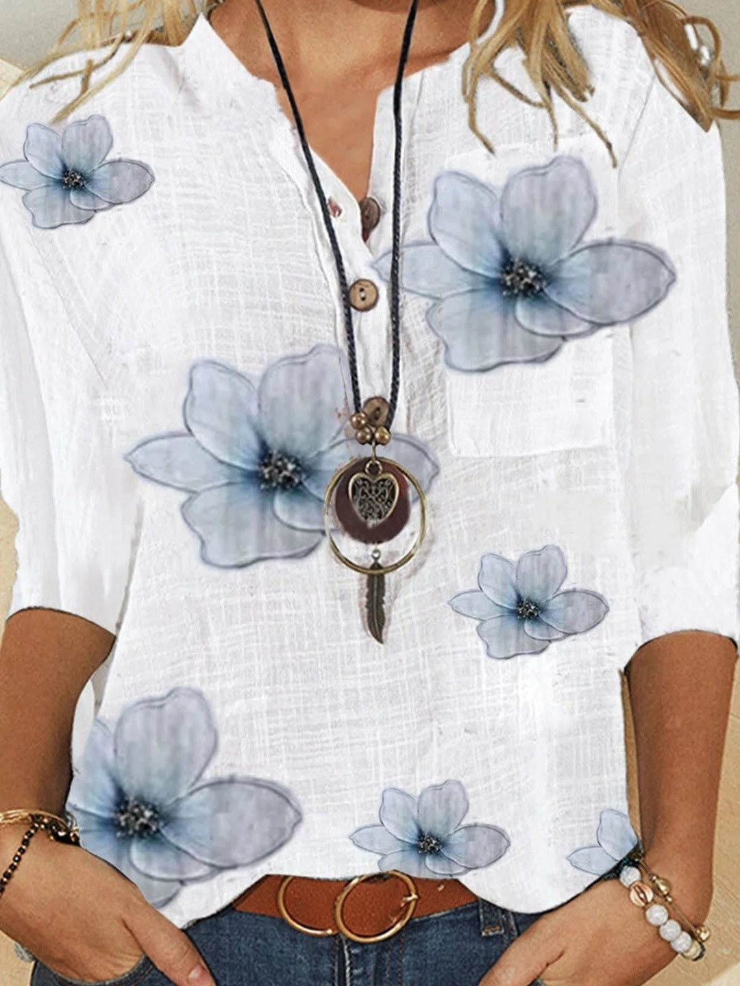 Floria™ Printed Button Blouse