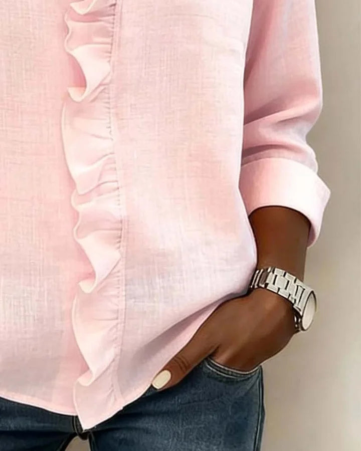 Indira™ Ruffle V-Neck Blouse