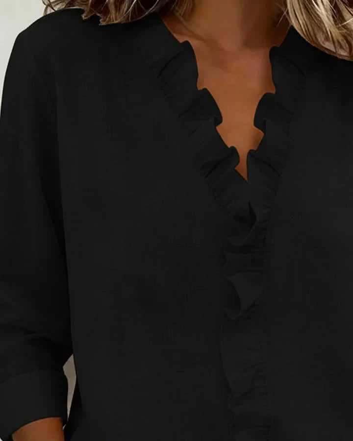 Indira™ Ruffle V-Neck Blouse
