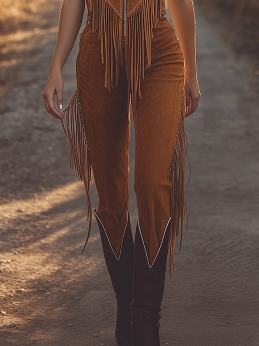 Westira™ Fringe Zip Jumpsuit