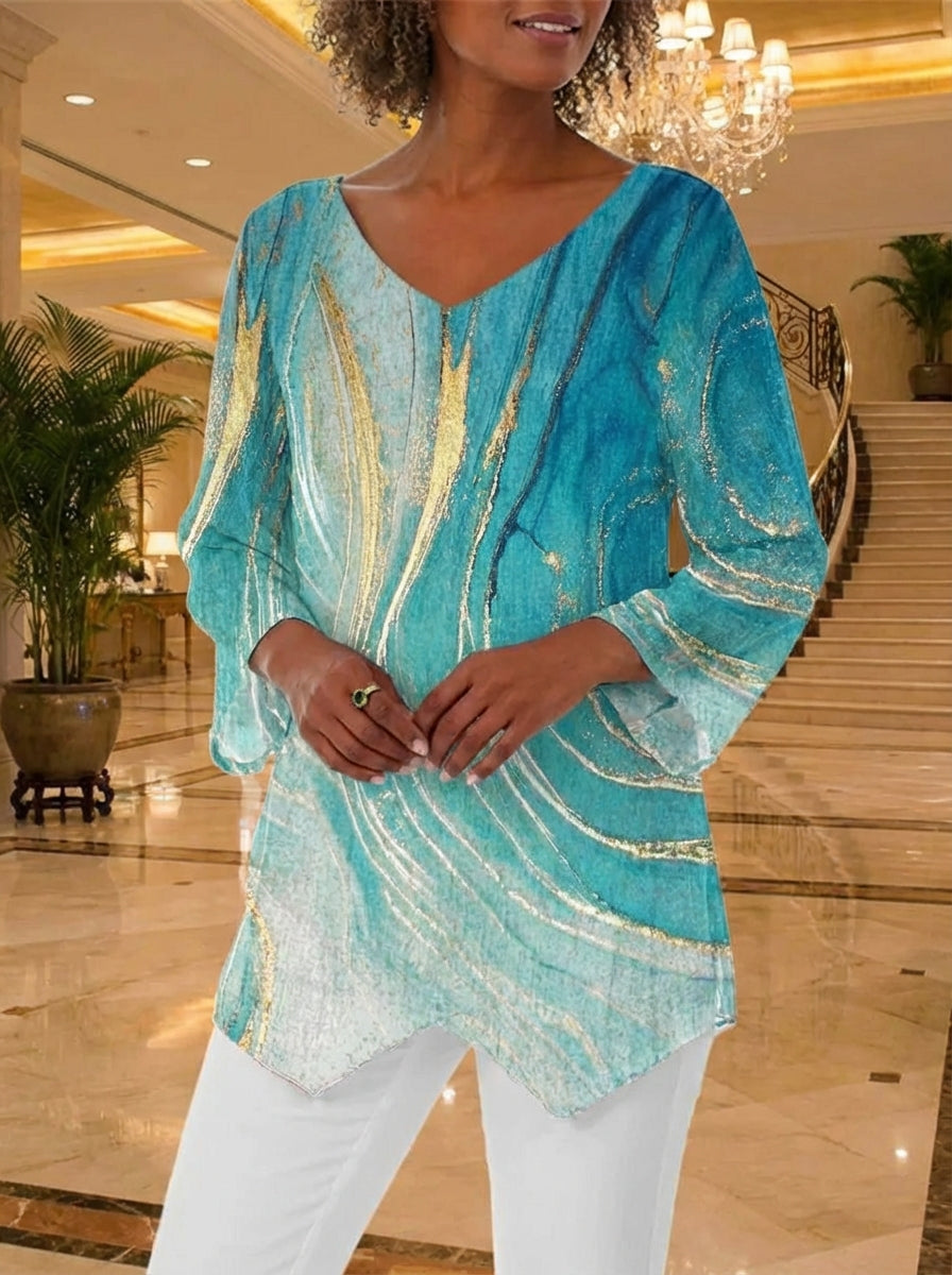 Turiel™ Asymmetrical V-Neck Blouse