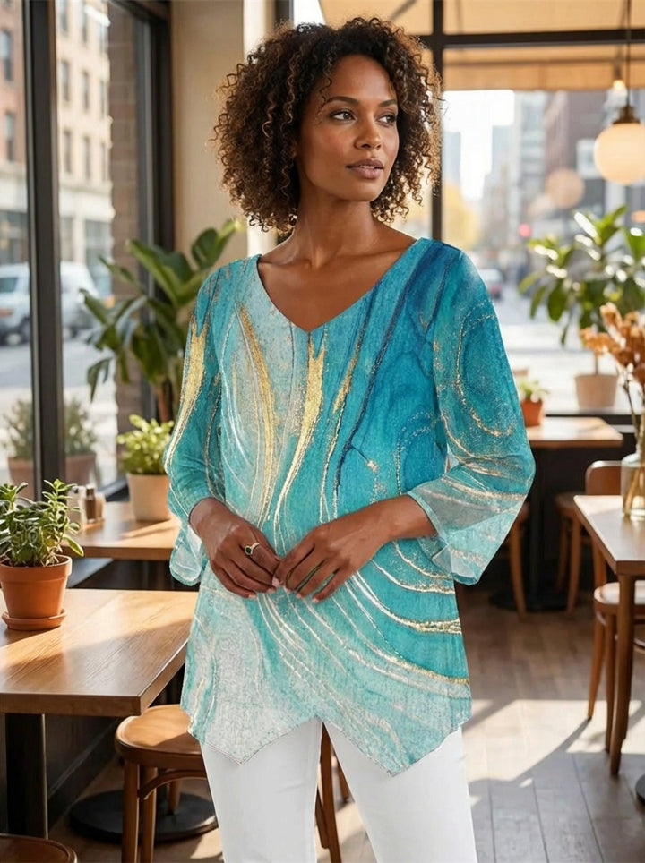 Turiel™ Asymmetrical V-Neck Blouse